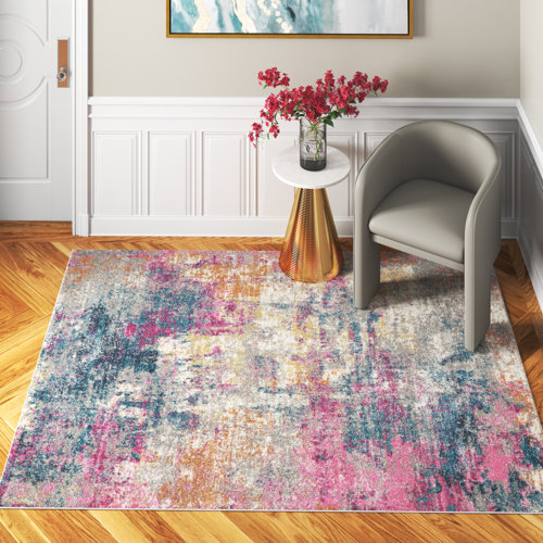 Etta Avenue Pink/Blue/Orange Rug & Reviews Wayfair.co.uk